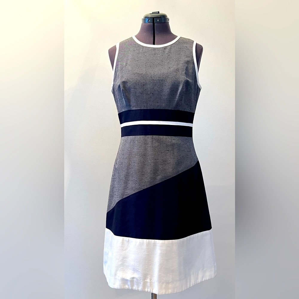 Jonathan Simkhai Gray Black White Colorblock Midi Dress